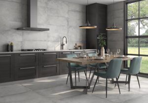 Alloy Grey Metal Effect Wall & Floor Tile - tile detail view, Newlook Dublin