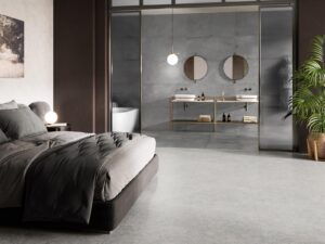 Alloy Grey Metal Effect Wall & Floor Tile - tile detail view, Newlook Dublin
