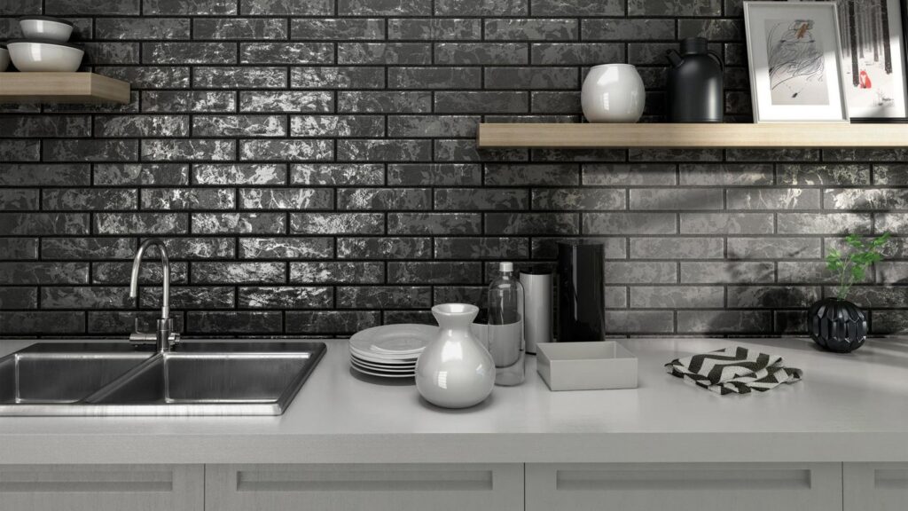 Brickwall White Metro Wall & Floor Tile - tile detail view, Newlook Dublin