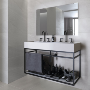 Burlington White Concrete Effect Wall & Floor Tile - tile detail view, Newlook Dublin