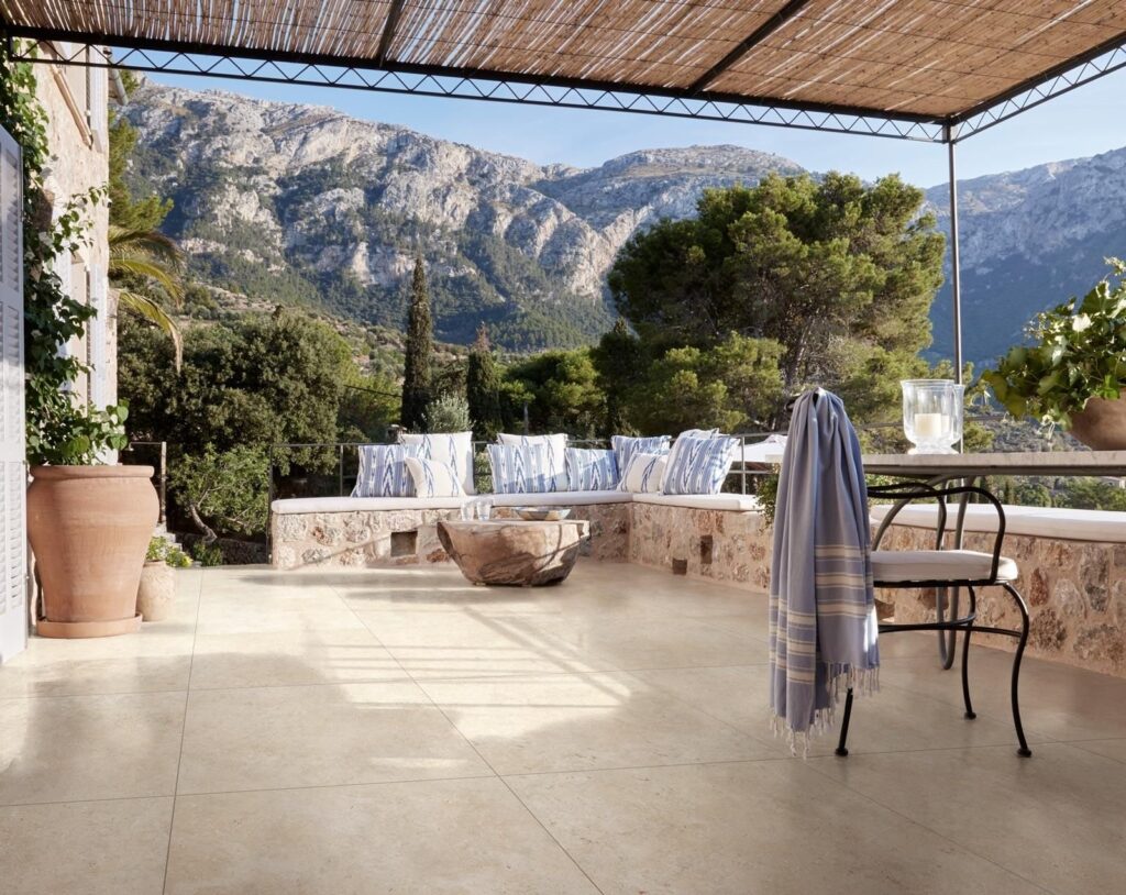 Camino Beige Concrete Effect Tile - tile detail view, Newlook Dublin