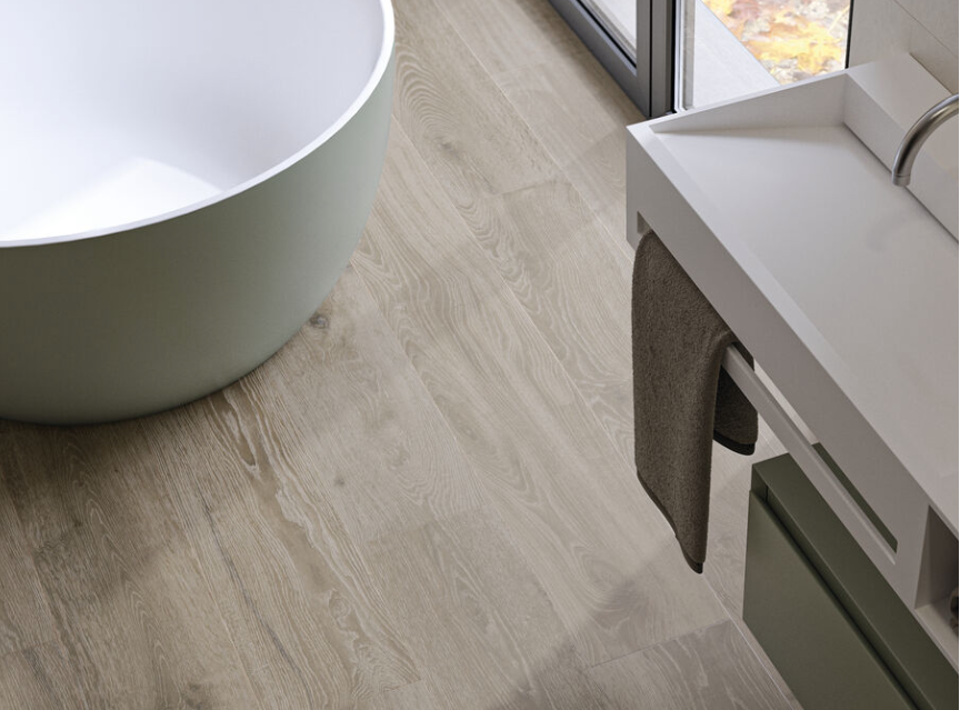 Chelsea Canvas Wood Effect Floor Tile - tile detail view, Newlook Dublin