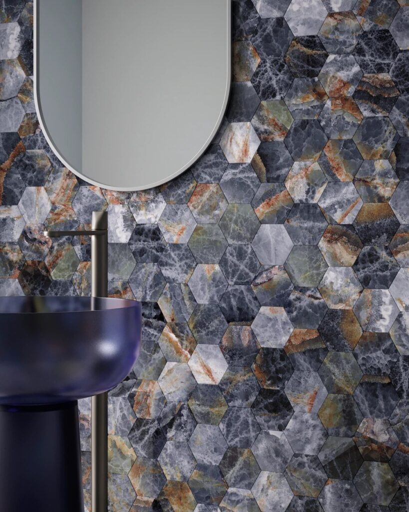 Cosmos Indigo Marble Marble Effect Wall & Floor Tile