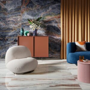 Cosmos Indigo Marble Marble Effect Wall & Floor Tile - tile detail view, Newlook Dublin