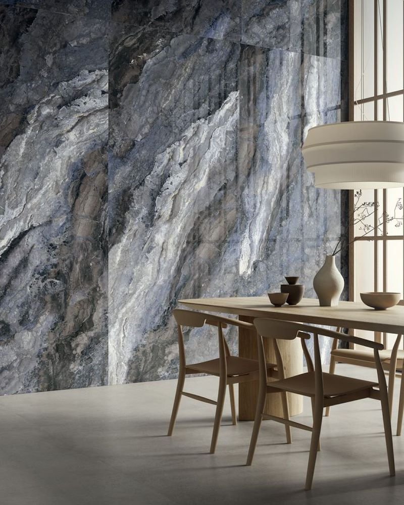 Cosmos Indigo Marble Marble Effect Wall & Floor Tile - tile detail view, Newlook Dublin