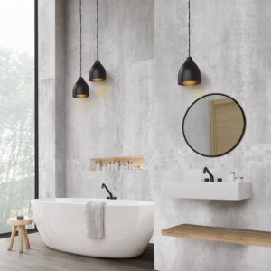 Elements White Metal Effect Wall & Floor Tile - tile detail view, Newlook Dublin
