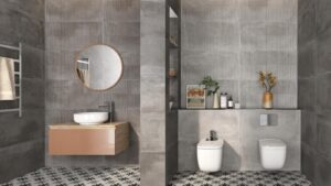 Essen Sand Concrete Effect Wall Tile - tile detail view, Newlook Dublin