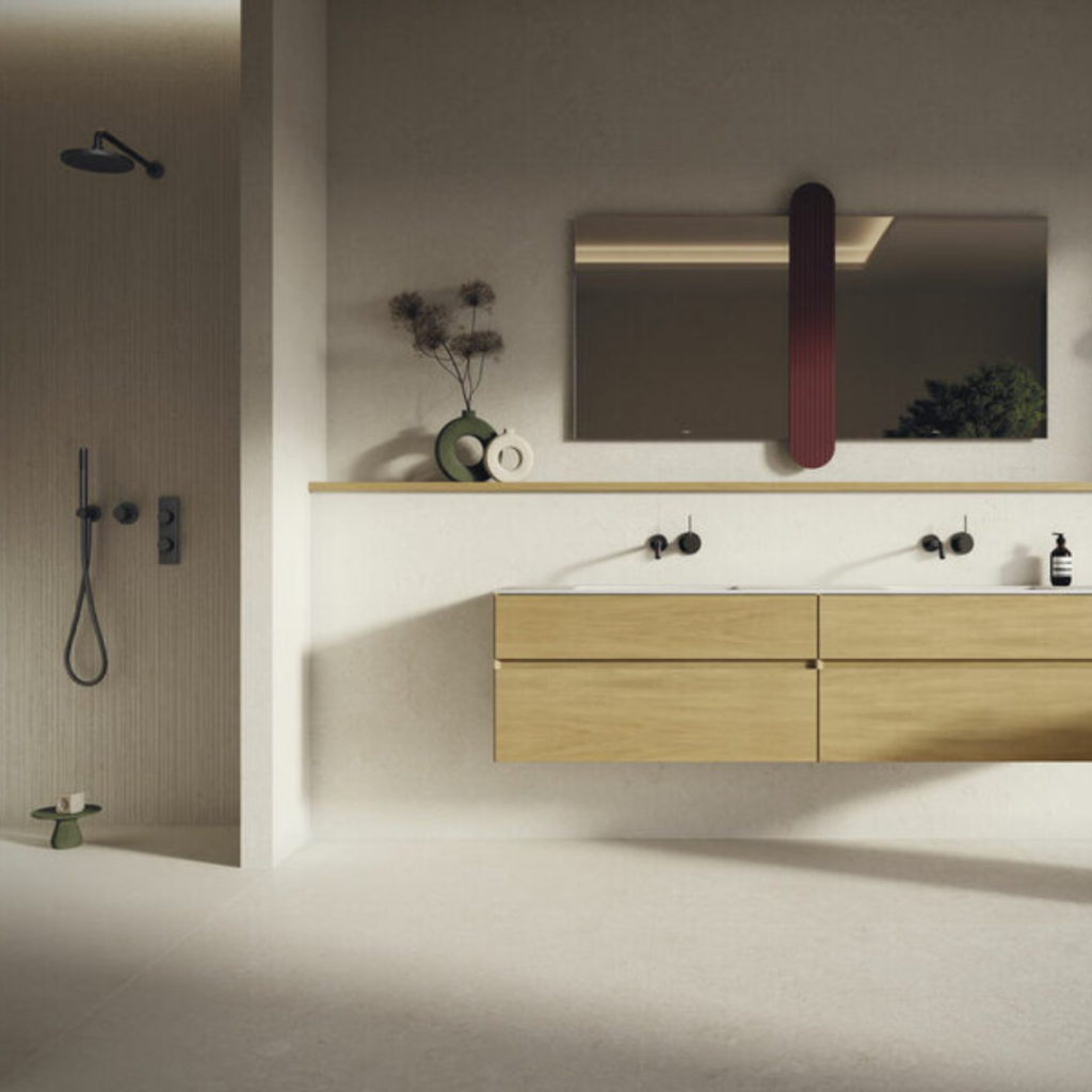 Grace Frost Concrete Effect Wall & Floor Tile - tile detail view, Newlook Dublin