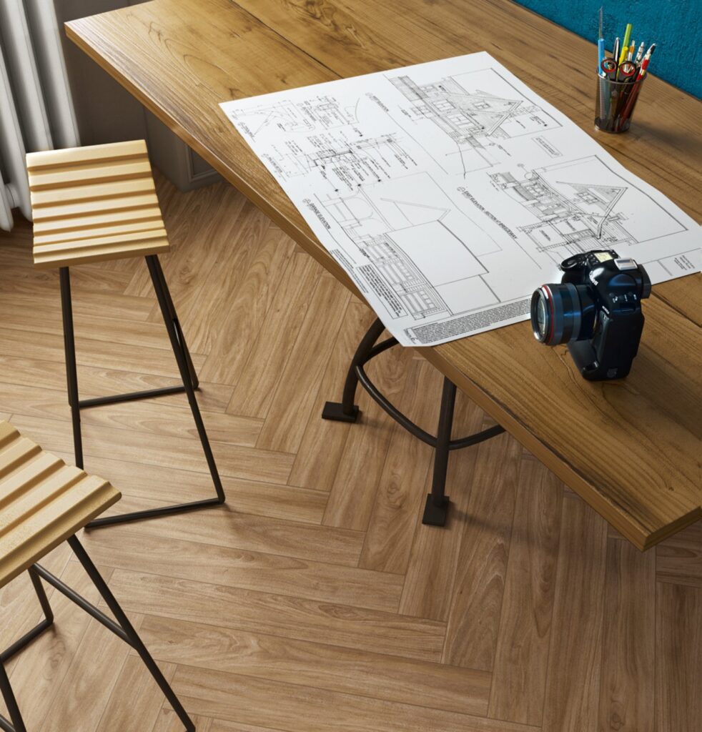 Grove Caramel Latte Wood Effect Floor Tile - tile detail view, Newlook Dublin