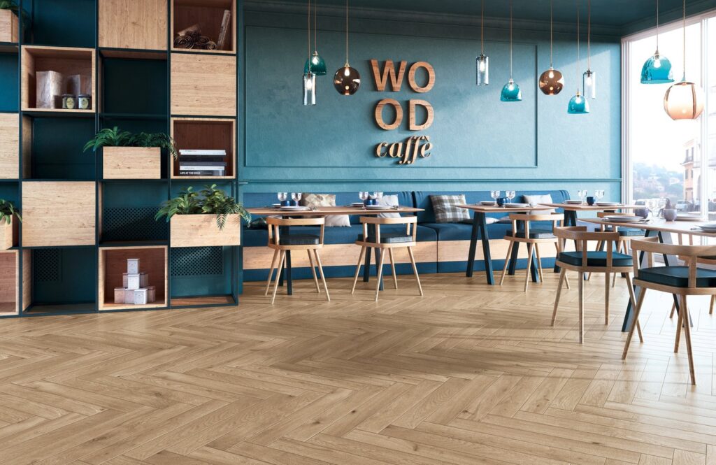 Grove Caramel Latte Wood Effect Floor Tile - tile detail view, Newlook Dublin