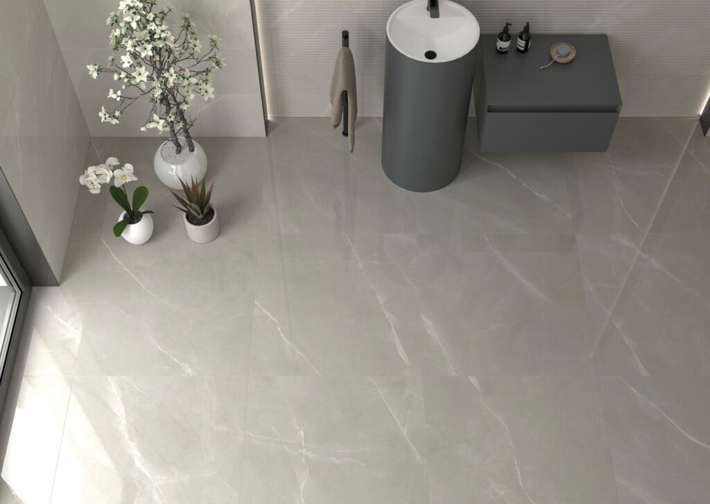 Marbelle White Marble Effect Wall & Floor Tile - tile detail view, Newlook Dublin