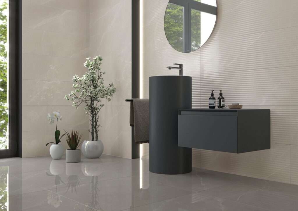Marbelle White Marble Effect Wall & Floor Tile - tile detail view, Newlook Dublin
