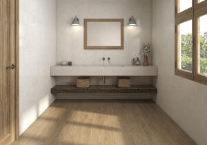 Oceanstone White Stone Effect Wall & Floor Tile - tile detail view, Newlook Dublin