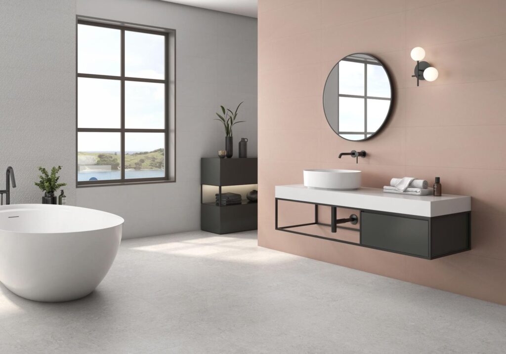 Oceanstone White Stone Effect Wall & Floor Tile - tile detail view, Newlook Dublin