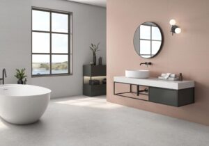 Oceanstone White Stone Effect Wall & Floor Tile - tile detail view, Newlook Dublin
