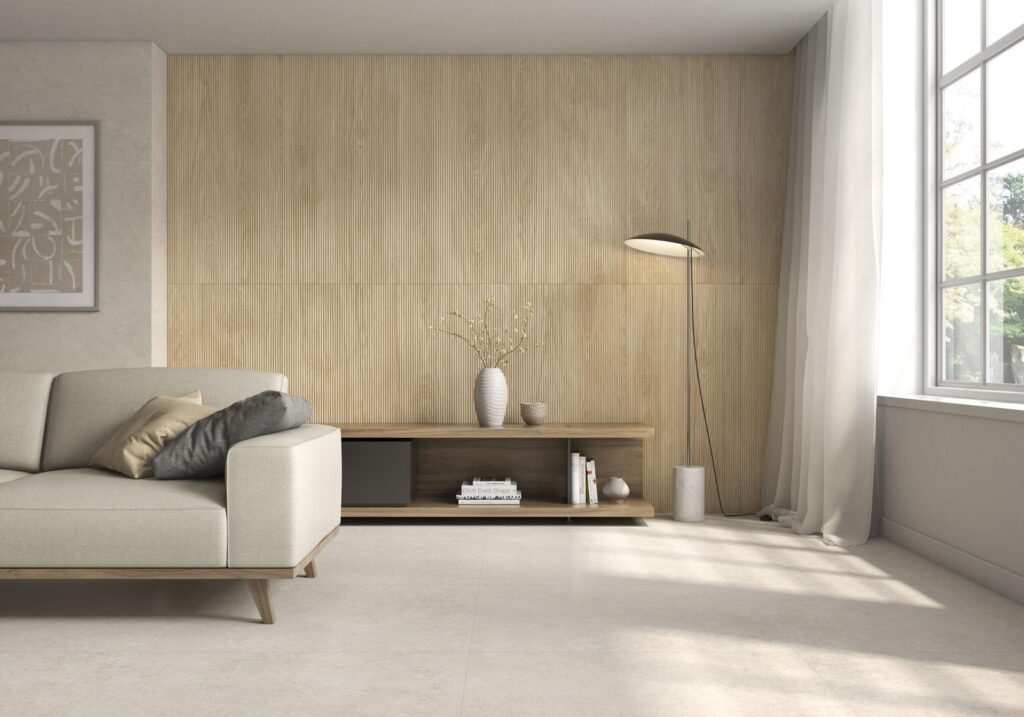 Oceanstone White Stone Effect Wall & Floor Tile - tile detail view, Newlook Dublin
