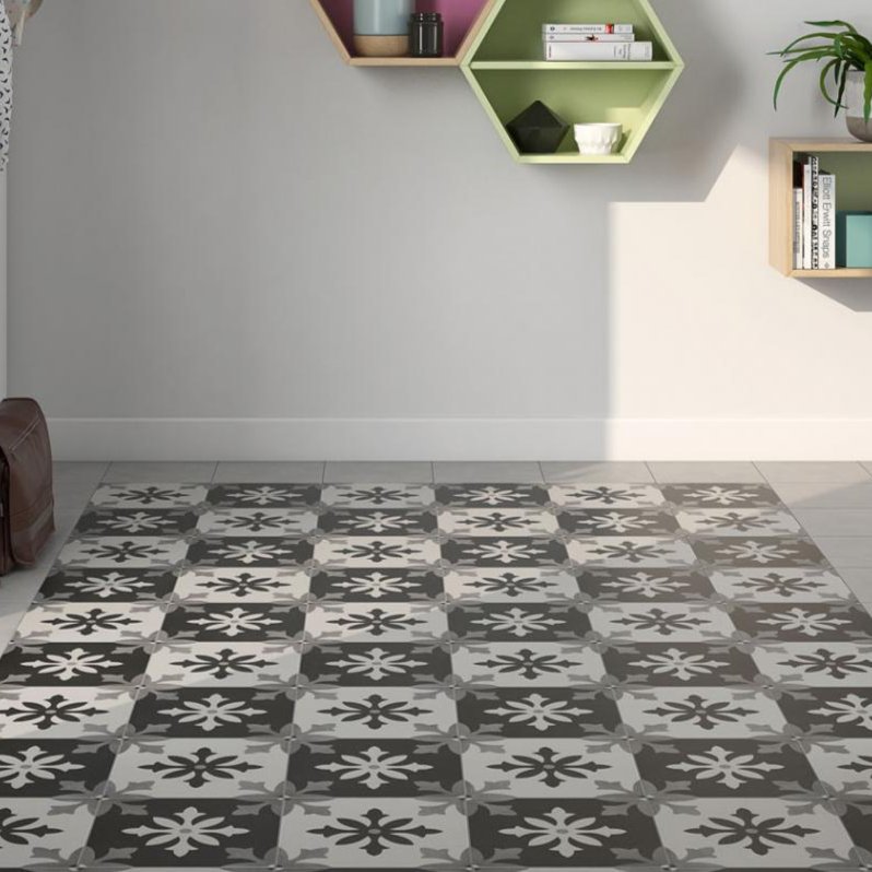 Art Degas Negro White Terrazzo Wall & Floor Tile