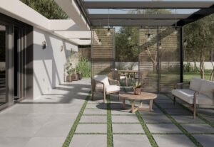 Pelhamstone White Stone Effect Tile - tile detail view, Newlook Dublin