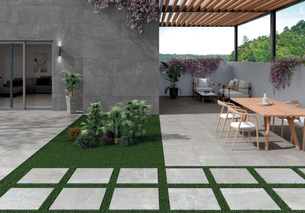 Solway Grey Concrete Effect Tile - tile detail view, Newlook Dublin