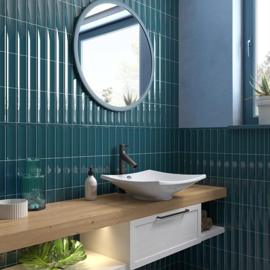 Vivo White Metro Wall Tile - tile detail view, Newlook Dublin