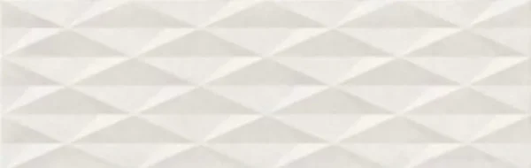 White 3D diamond-pattern ceramic wall décor tile with raised relief surface