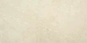 Close-up of cream porcelain tile with fine diagonal grey veining