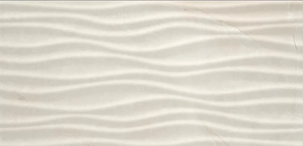 Cream wall tile featuring smooth undulating wave surface relief