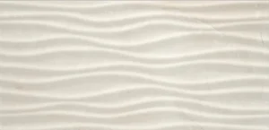 Cream wall tile featuring smooth undulating wave surface relief