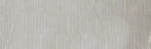 Grey marble décor wall tile with raised vertical ribbed stripe pattern