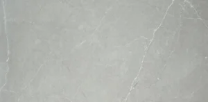 Close-up of grey marble-effect ceramic tile with white veining