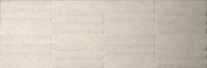 Cream décor wall tile with raised horizontal brick-pattern relief