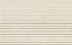 Cream gloss ceramic decor tile featuring evenly spaced horizontal grooves