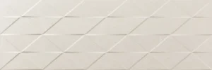 Cream wall décor tile featuring a subtle embossed diagonal triangle design