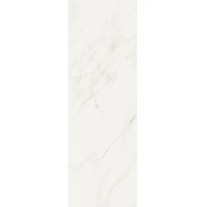 Tall rectangular white matt wall tile with delicate beige marble veining