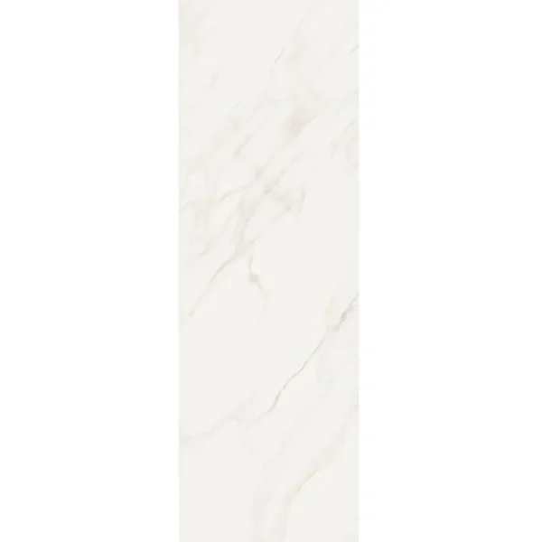 Tall rectangular white matt wall tile with delicate beige marble veining