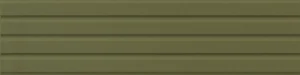 Olive green ceramic décor tile with bold raised horizontal ribbed pattern