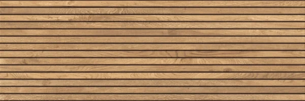 Beige wood-look ceramic wall tile with horizontal ribbed slat surface texture