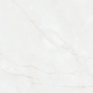 Square white marble-effect tile with fine grey veining across surface