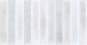 White ceramic wall tile with vertical narrow strip relief texture
