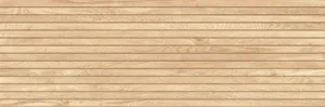 Light beige ceramic tile with horizontal wood-grain slat pattern