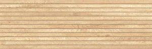 Light beige wood-look ceramic tile with horizontal slat pattern and natural grain texture