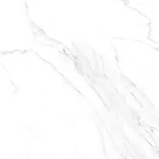 White gloss porcelain tile with flowing grey veins across the surface