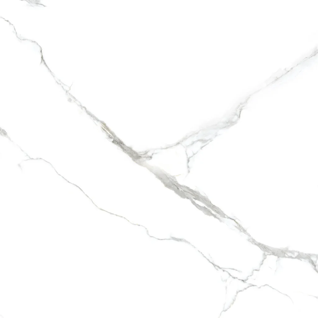 White polished porcelain tile with bold diagonal grey veining detail