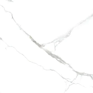 White polished porcelain tile with bold diagonal grey veining detail
