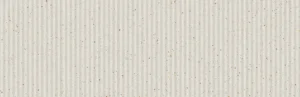 White ribbed porcelain décor tile with fine vertical ridges and speckled detail