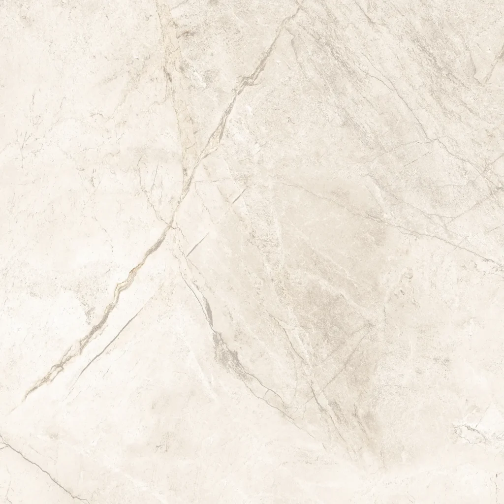 Ivory matt porcelain tile showing soft diagonal grey veins across a cream surface