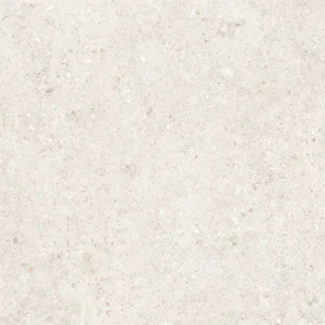White matt porcelain tile surface with fine aggregate detail and soft warm tones