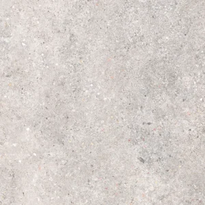 Light grey matt porcelain tile showing multicolour flecked stone-effect surface