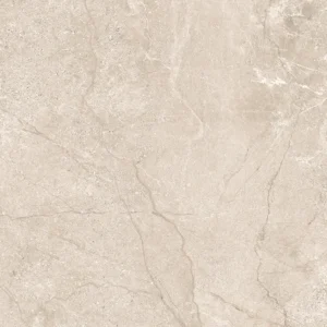 Close-up of a beige matt porcelain tile with subtle grey veining