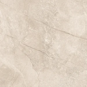 Beige matt porcelain tile with darker cracked stone veining across a sandy surface